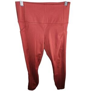 Yogalicious Lux High Waisted Leggings Womens S Red Pocket Activewear‎ Athletic